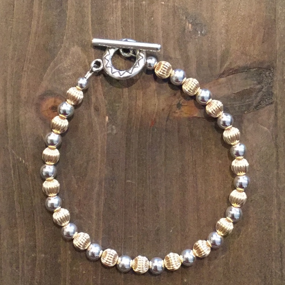 Sterling silver 14kt gold fill beaded bracelet